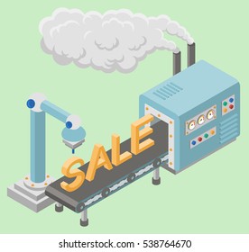 Industry, automation, internet of things concepts and sale banner