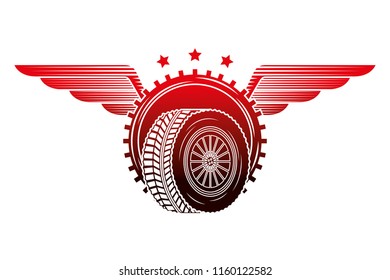 industry automotive wheel car gear wings emblem