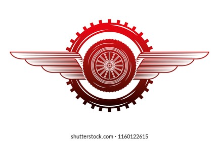 industry automotive wheel car gears wings emblem