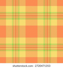 Textura de fondo de la industria sin fisuras, Vector delantero tartán check. Patrón textil de tela a cuadros feminidad en naranja y paleta de colores atómicos de mandarina.