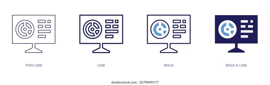 Industry benchmarks icon in 4 different styles. Thin Line, Line, Bold, and Bold Line. Duotone style. Editable stroke.