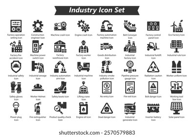 Industry Black icon set, Vector Icon Set