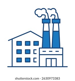 Industry Blue Line Editable Stroke Icon. Real Estate, City, Cityscape, House, Home, Apartment, Condominium, Hotel, Mall, Town, Architecture Buildings Icons Vector Illustration