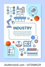 Industry brochure template layout. Flyer, booklet, leaflet print design with linear illustrations. Productive enterprise. Vector page layouts for magazines, annual reports, advertising posters