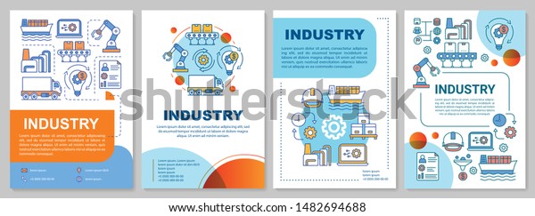 業界パンフレットテンプレートのレイアウト 製造活動 チラシ 小冊子 チラシの印刷デザイン リニアイラスト 雑誌 年次報告書 広告ポスター のベクター画像ページレイアウト のベクター画像素材 ロイヤリティフリー 1482694688