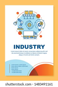 Industry brochure template layout. Production process. Flyer, booklet, leaflet print design with linear illustrations. Vector page layouts for magazines, annual reports, advertising posters