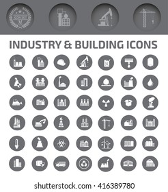 Industry and building icon set, clean vector