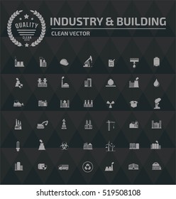 Industry and building icon set, clean vector