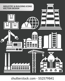 Industry and building icon set,clean vector