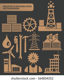 Industry and building icon set,clean vector