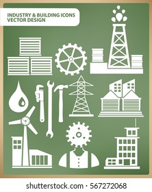 Industry and building icon set,clean vector