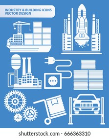 Industry and building icon set,clean vector