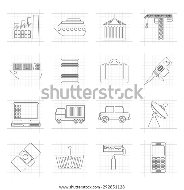 Industry and\
Business icons - vector icon\
set