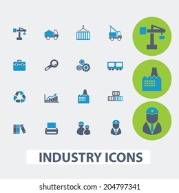 industria, negocios, gestión vectorial conjunto de coloridos iconos planos, signos, elementos de diseño para aplicaciones móviles y web.