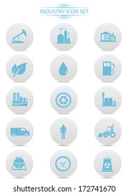 Industry buttons on white background,blue version,vector