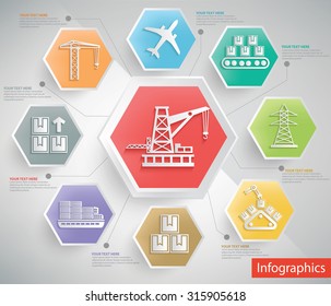Industry and cargo info graphic design,clean vector