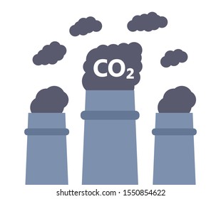 Industry chimneys pollution CO2 clouds icon