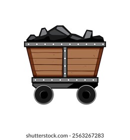 industry coal wagon cartoon. freight rail, cargo bulk, shipment supply industry coal wagon sign. isolated symbol vector illustration