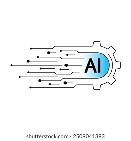 industry cog artificial intelligence interface. AI concept with electronic circuit. artificial intelligence concept for the world of technology, business, education