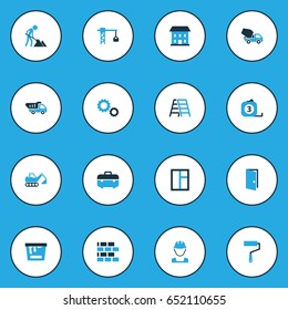 Industry Colorful Icons Set. Collection Of Maintenance, Stairs, Worker And Other Elements. Also Includes Symbols Such As Meter, Case, Home.