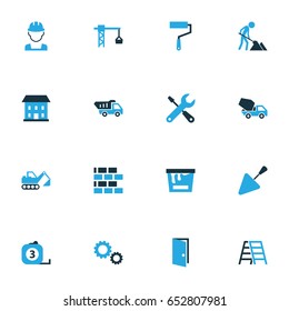 Industry Colorful Icons Set. Collection Of Maintenance, Gear, Wall And Other Elements. Also Includes Symbols Such As Paint, Open, Builder.