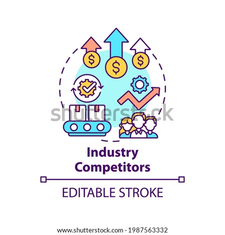 Industry competitors concept icon. Competitive rivalry idea thin line illustration. Businesses selling similar product, service. Vector isolated outline RGB color drawing. Editable stroke