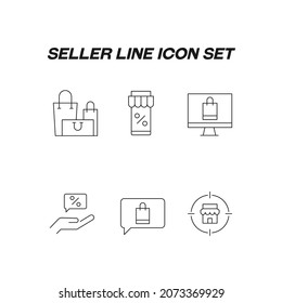 Industry concept. Collection of modern high quality seller line icons. Editable stroke. Premiul linear symbols of store, shopping bag, storefront, target, sale, promotion, discount