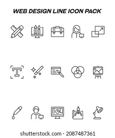 Industry concept. Collection of modern high quality web design line icons. Editable stroke. Premium linear symbols of liner and pencil, backpack, t letter, table lamp etc