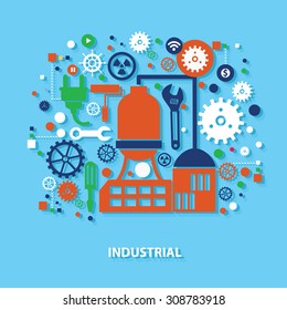 Industry concept design on blue background,clean vector