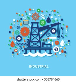 Industry concept design on blue background,clean vector