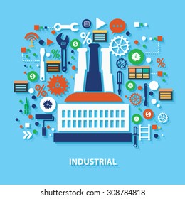 Industry concept design on blue background,clean vector