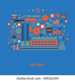 Industry concept design on blue background,vector