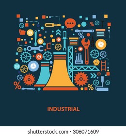 Industry concept design on dark background,clean vector