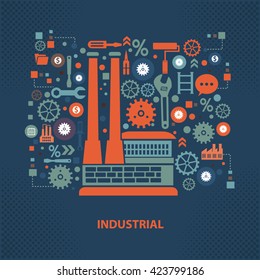 Industry concept design on dark background,vector