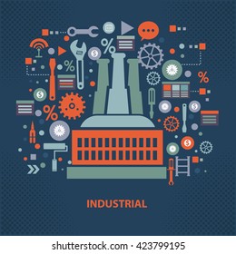 Industry concept design on dark background,vector