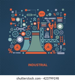 Industry concept design on dark background,vector