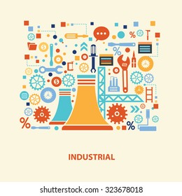 Industry concept design on old background,clean vector
