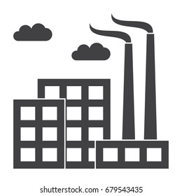 Industry concept with industrial building factory, vector silhouette
