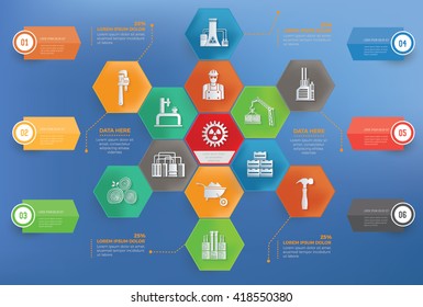 Industry concept info graphic design on blue background,vector