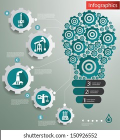 Industry concept,Gears light bulb,Infographic design,vector