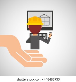 industry construction car in icon vector illustration