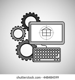 industry construction devices technology icon, vector illustration