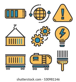 Industry, construction and engineer icon set, illustration design