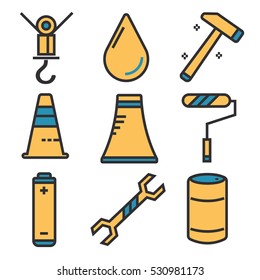 Industry, construction and engineer icon set, illustration design