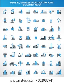 Industry, Construction & Engineer icon set,blue version,clean vector