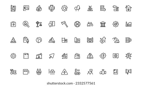  Industry and construction  icons. Thin line icons collection.
