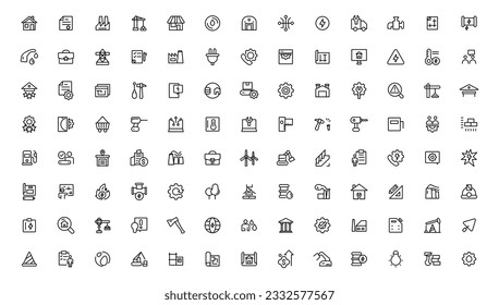  Industry and construction  icons. Thin line icons collection.
