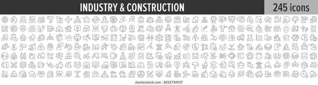 Industry and Construction linear icon collection. Big set of 245 Industry and Construction icons. Thin line icons collection. Vector illustration