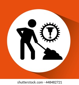 industry construction man working icon vector illustration