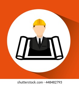 industry construction man working icon vector illustration